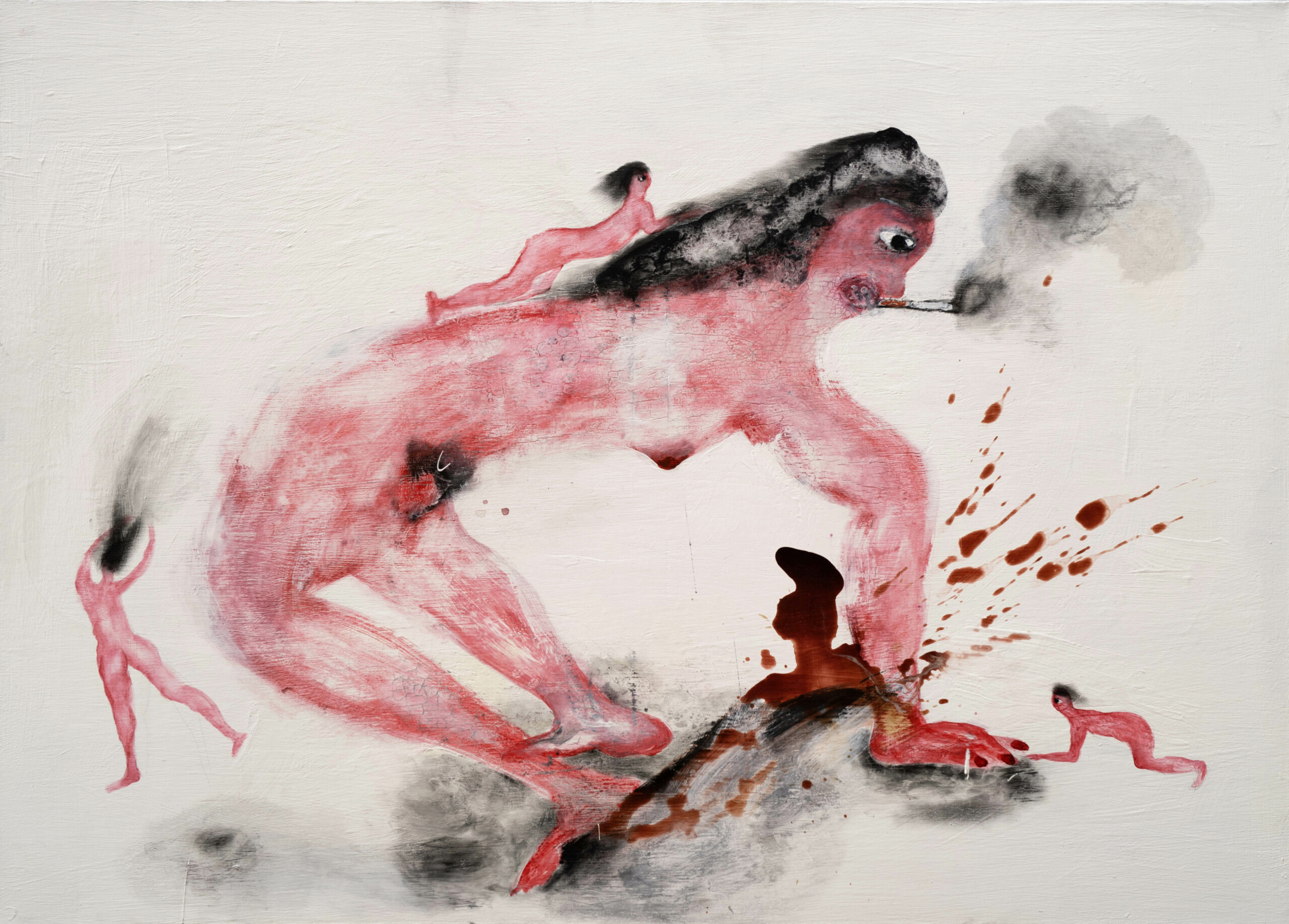 "Cry", 2024 Acrílico, carboncillo y pastel sobre lienzo