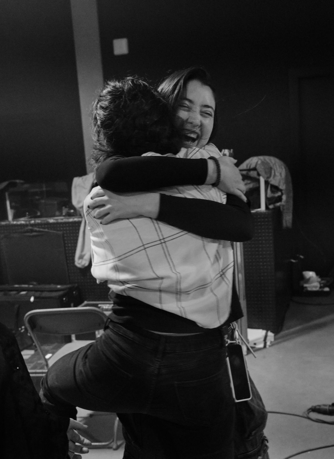 Judit and Alex celebrating the end of a shoot