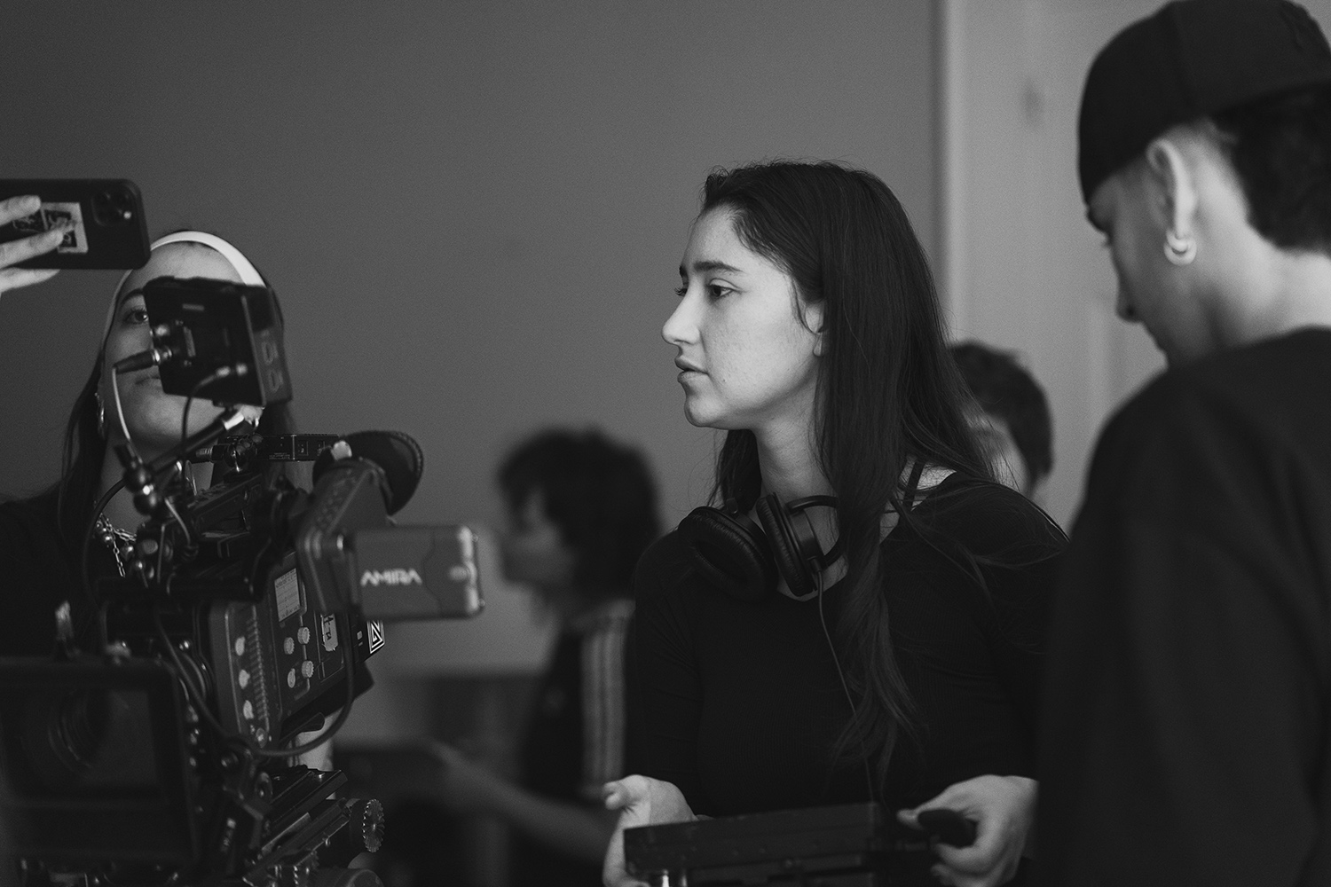 Alexandra. Filming of her short film Abril